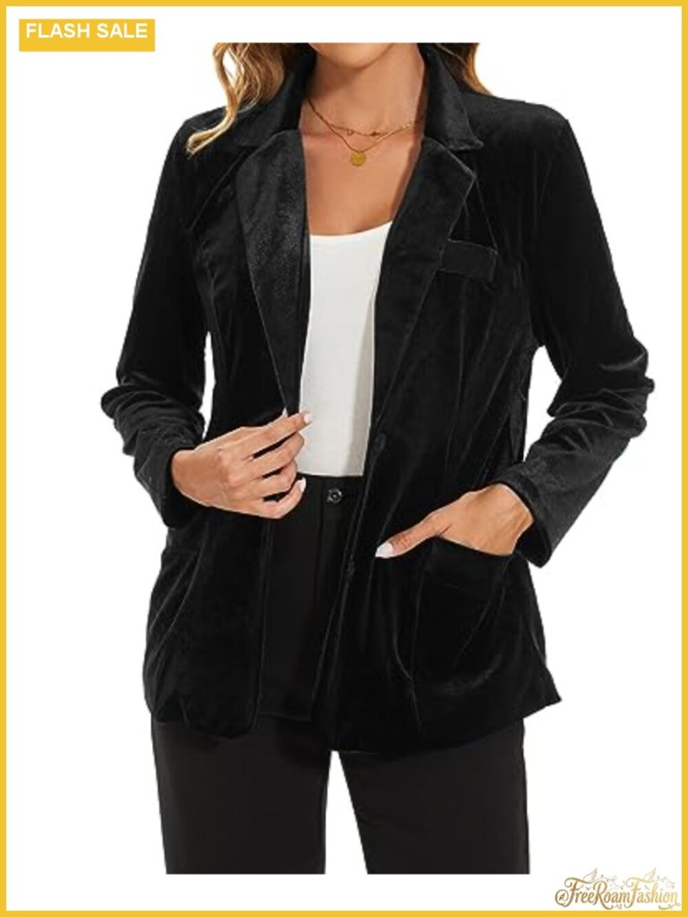 Velvet Blazer Women Fully Lined Notch Collar Button Work Office Suit Jacket